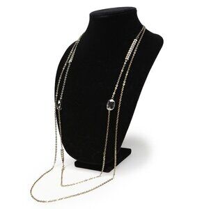 Vintage Charming Charlie Long Double Strand Necklace Gold Tone Chevron Beaded